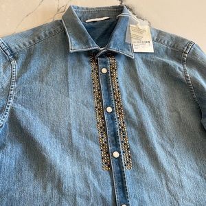 Aglini I shirt size M 41IT made in Italy cotton linen mix